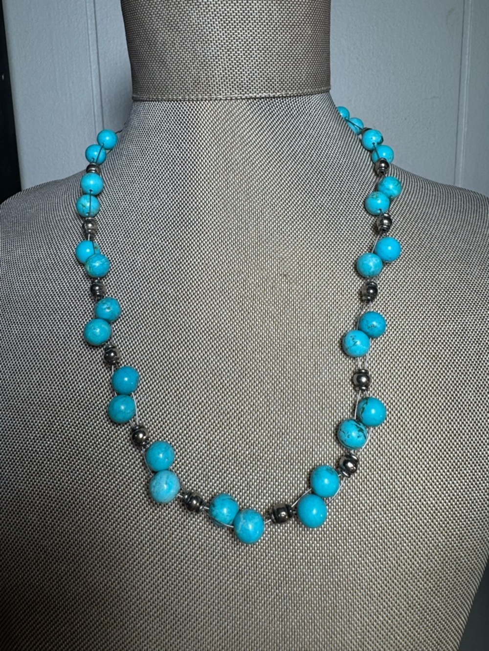 Turquoise Bead Necklace - Blue Fashion Necklace and bracelet set